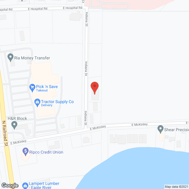 Map of the neighborhood around Dianne's Home in the Northwoods