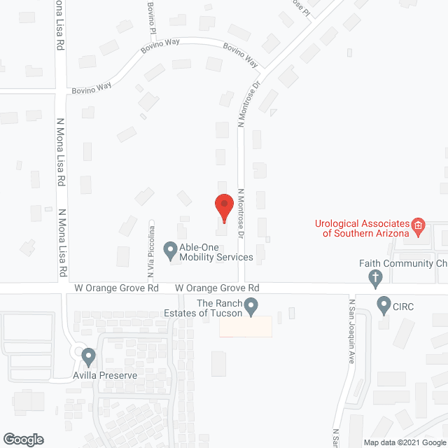 Map of the neighborhood around Mary and Pete's Assisted Living