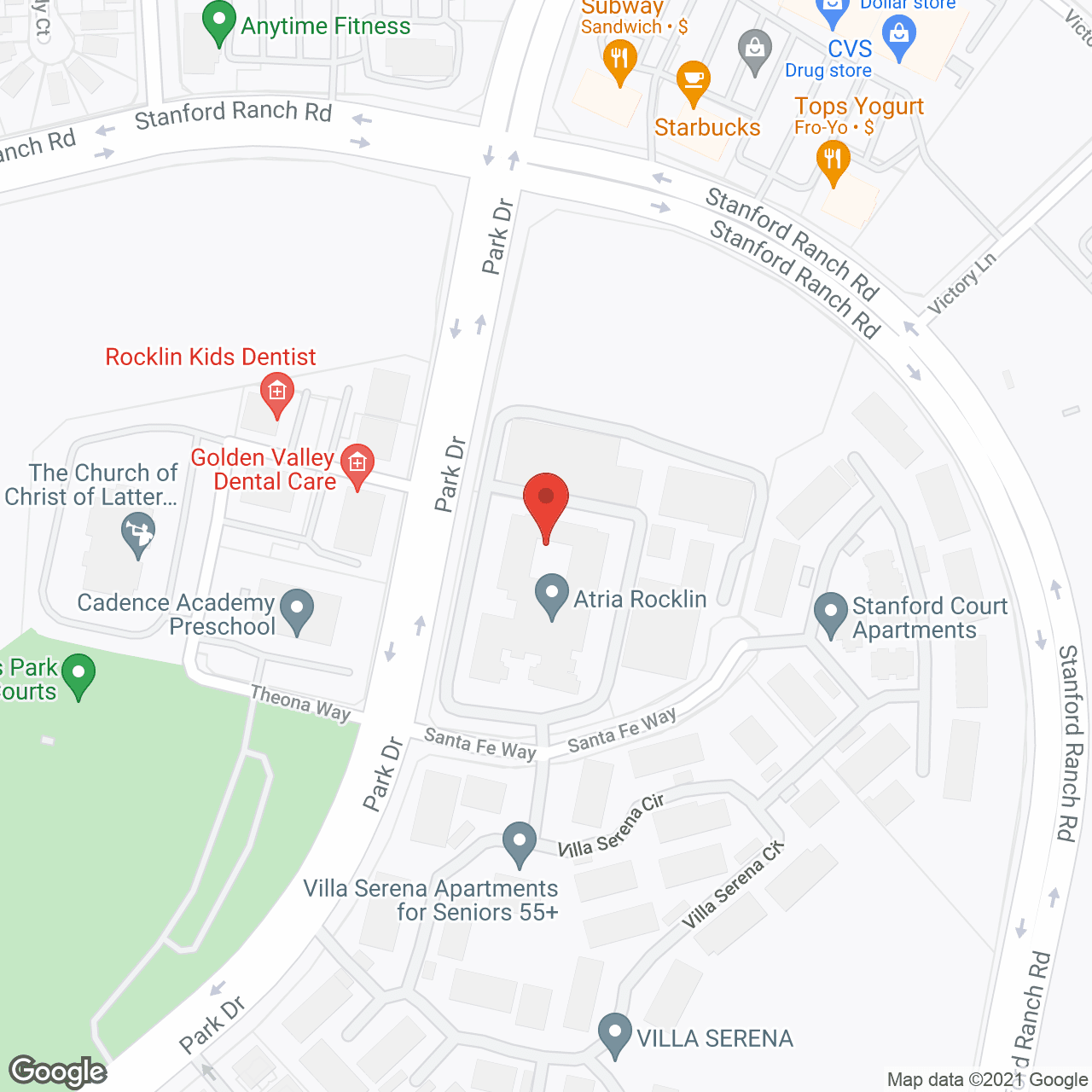 Atria Rocklin in google map