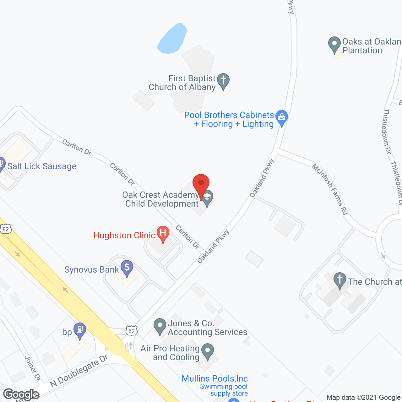 Map of the neighborhood around Oaks at Oakland Plantation