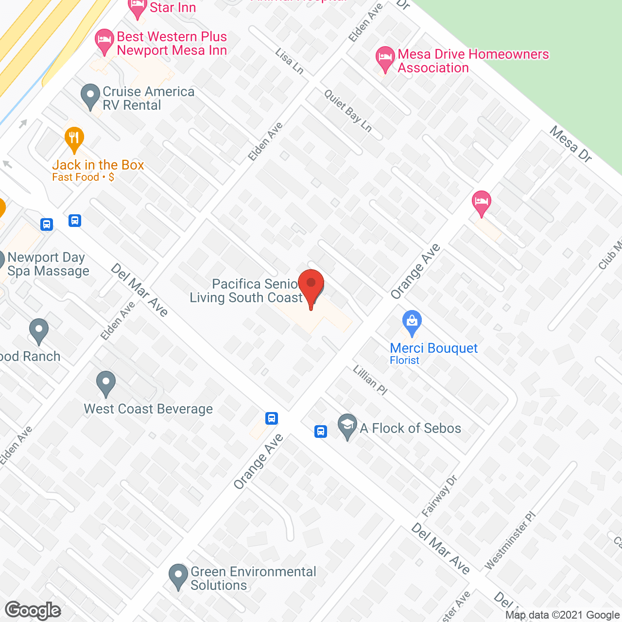 Map of the neighborhood around Pacifica Senior Living South Coast