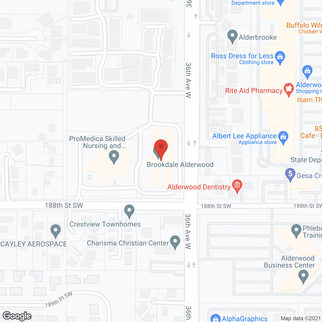 Brookdale Alderwood in google map