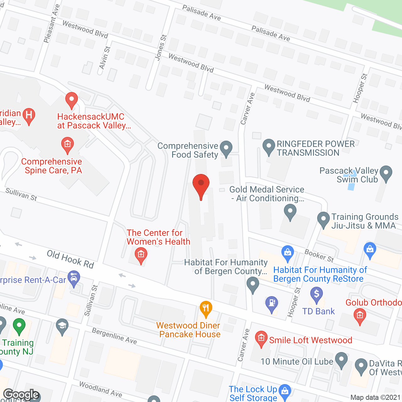 Map of the neighborhood around Harmony Village at CareOne Valley