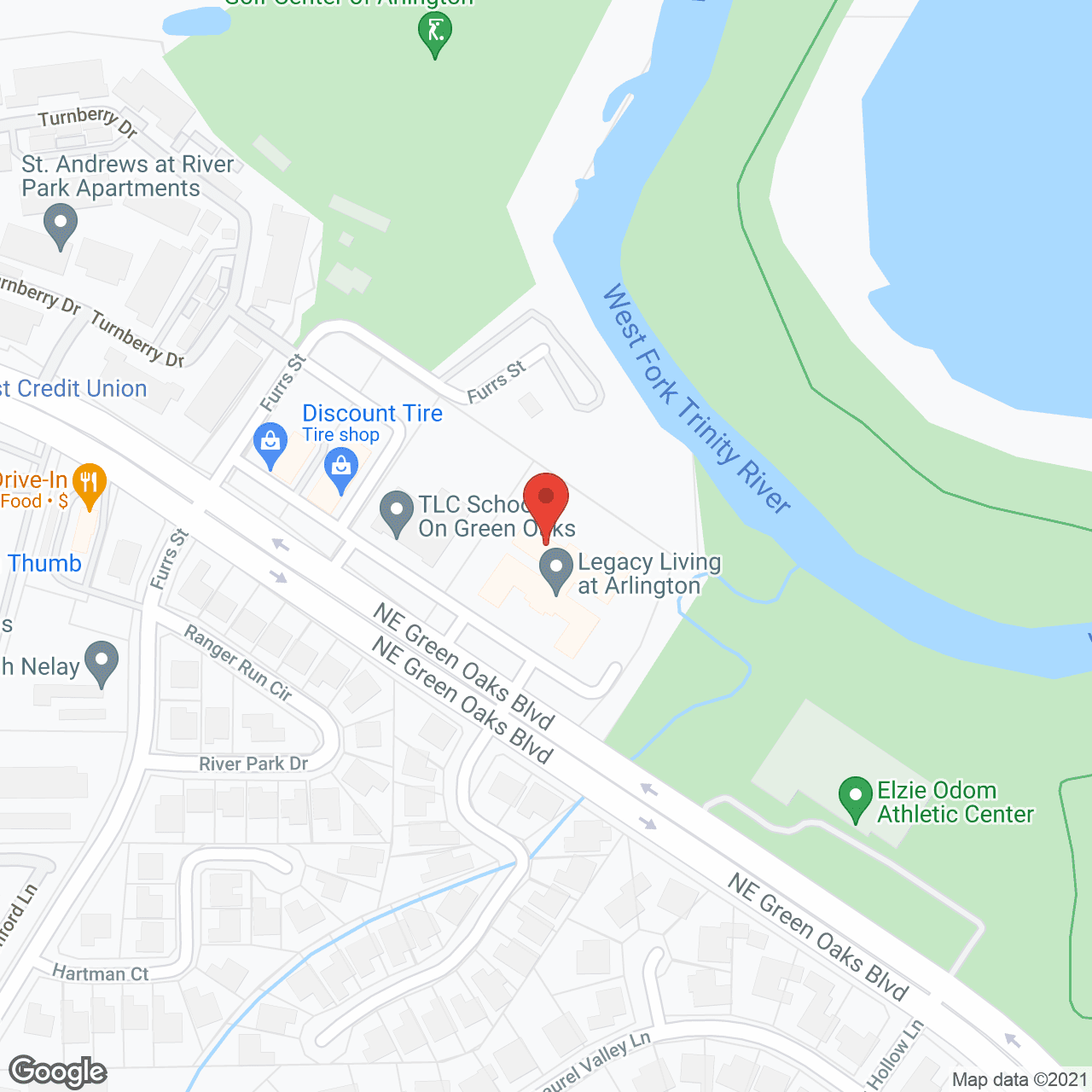 Map of the neighborhood around Legacy Living at Arlington