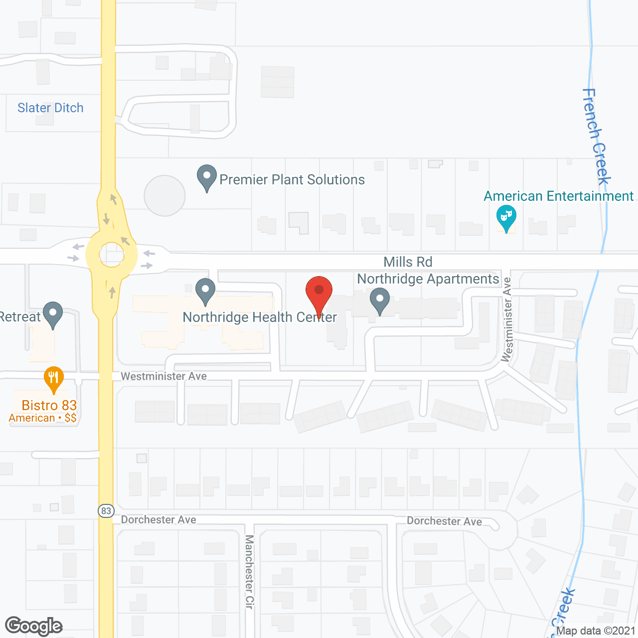 Northridge Senior Living in google map