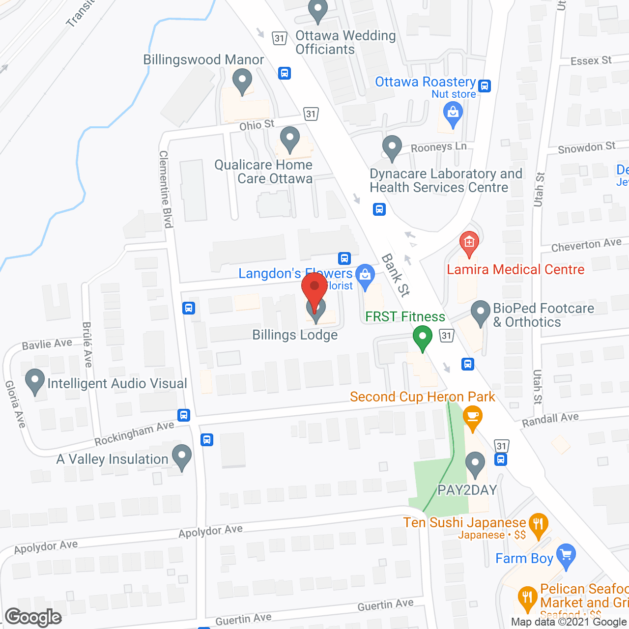 Map of the neighborhood around Billings Lodge Retirement Community