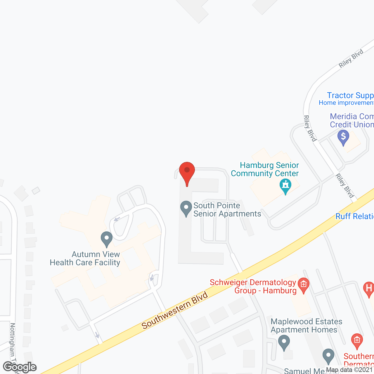 Map of the neighborhood around South Pointe Senior Apartments
