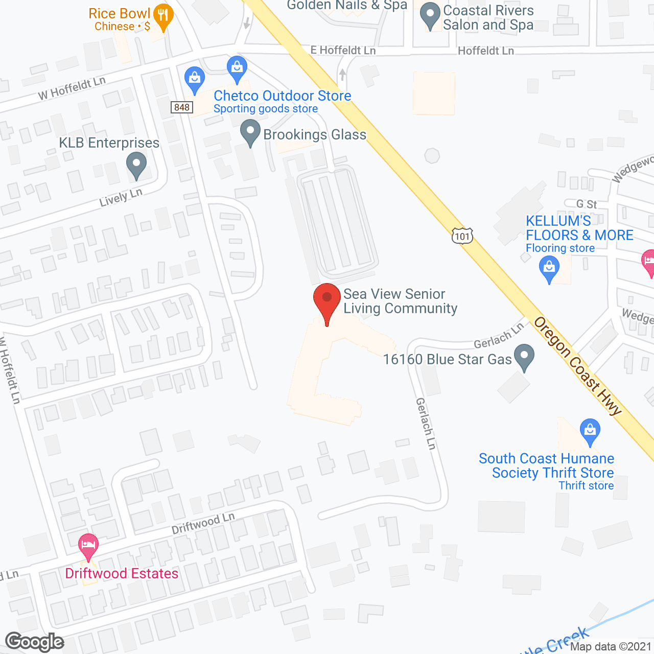 Map of the neighborhood around Sea View Senior Living Community