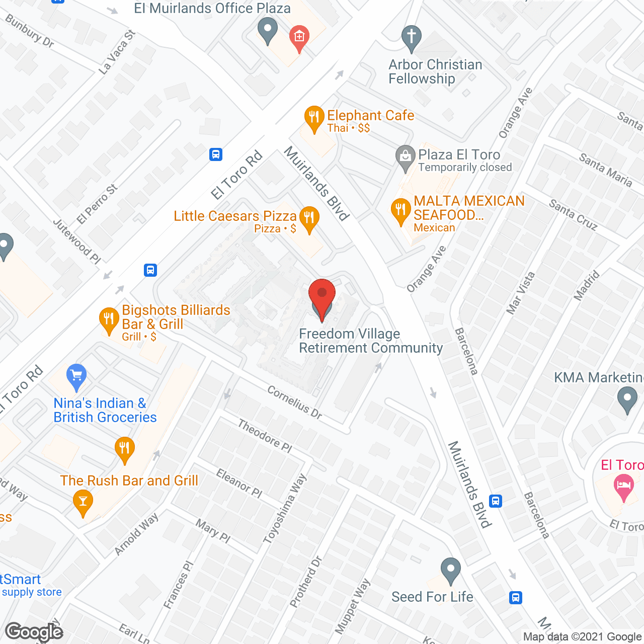 Map of the neighborhood around Freedom Village Assisted Living