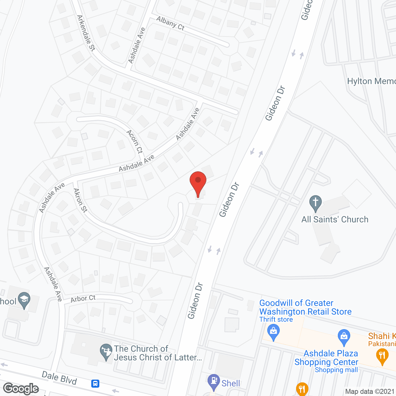 Map of the neighborhood around MorningStar Assisted Living Facility