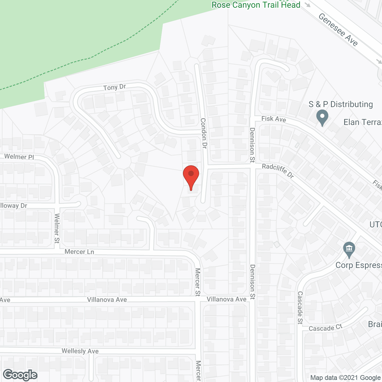 Map of the neighborhood around Baron's Presidio - University City