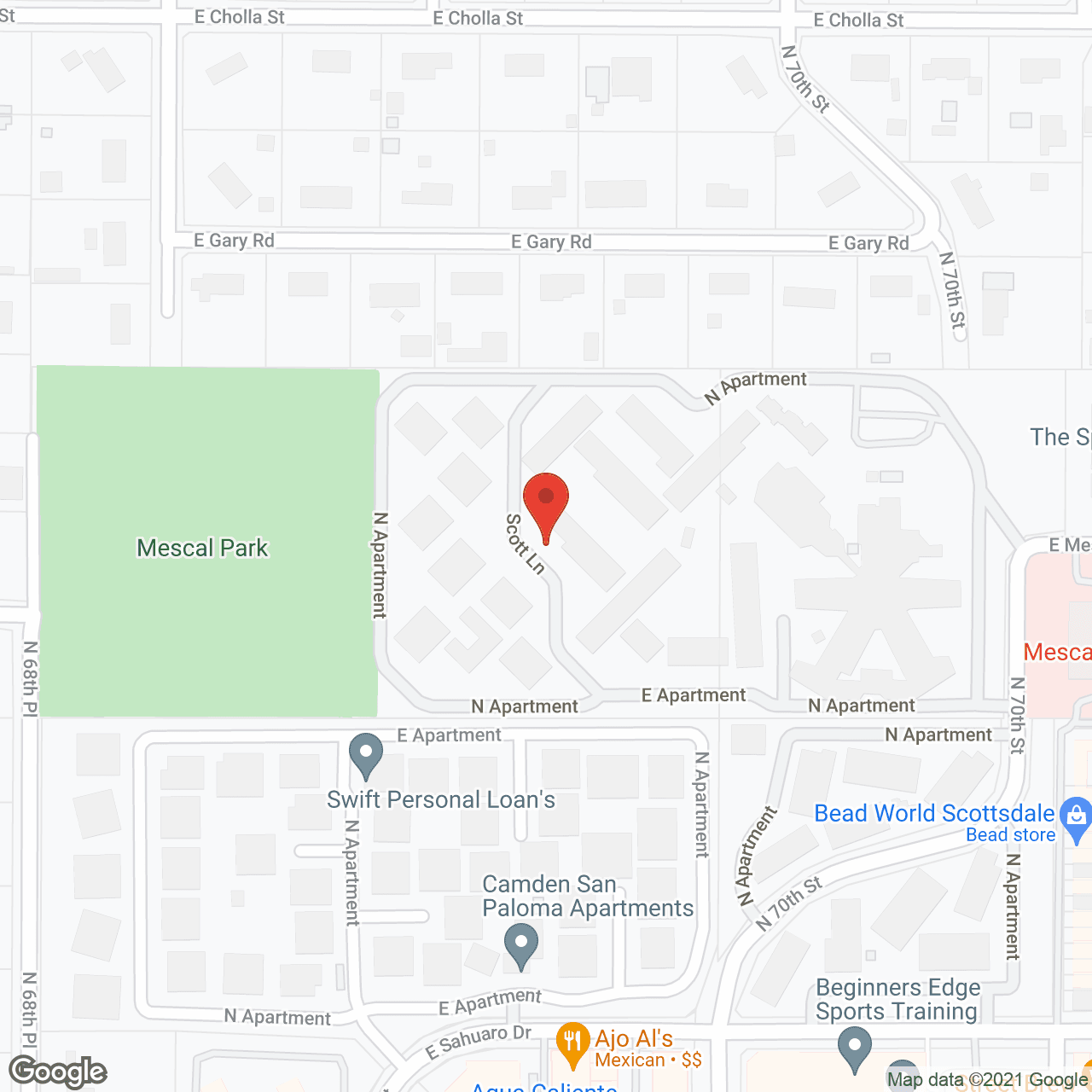 Map of the neighborhood around Pueblo Norte Senior Living