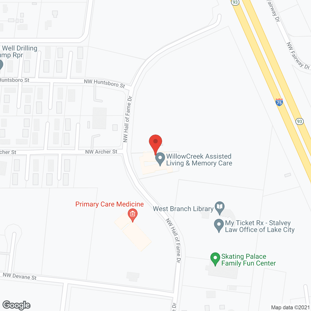 Map of the neighborhood around WillowCreek Assisted Living and Memory Care