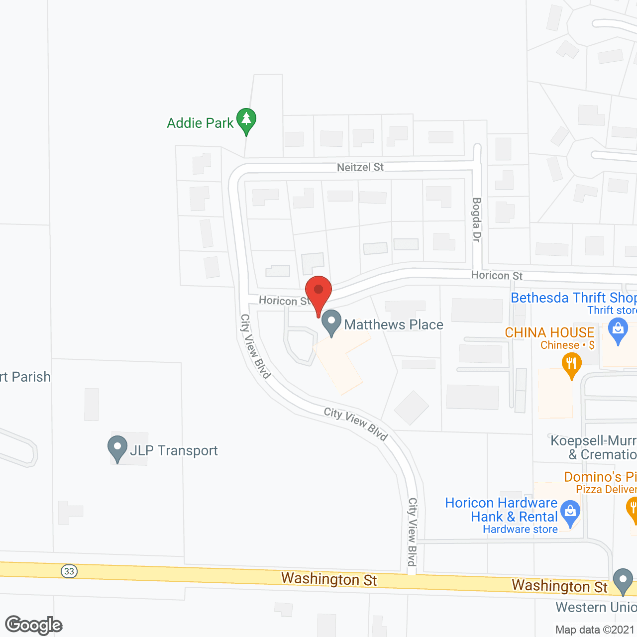 Map of the neighborhood around Matthews of Horicon