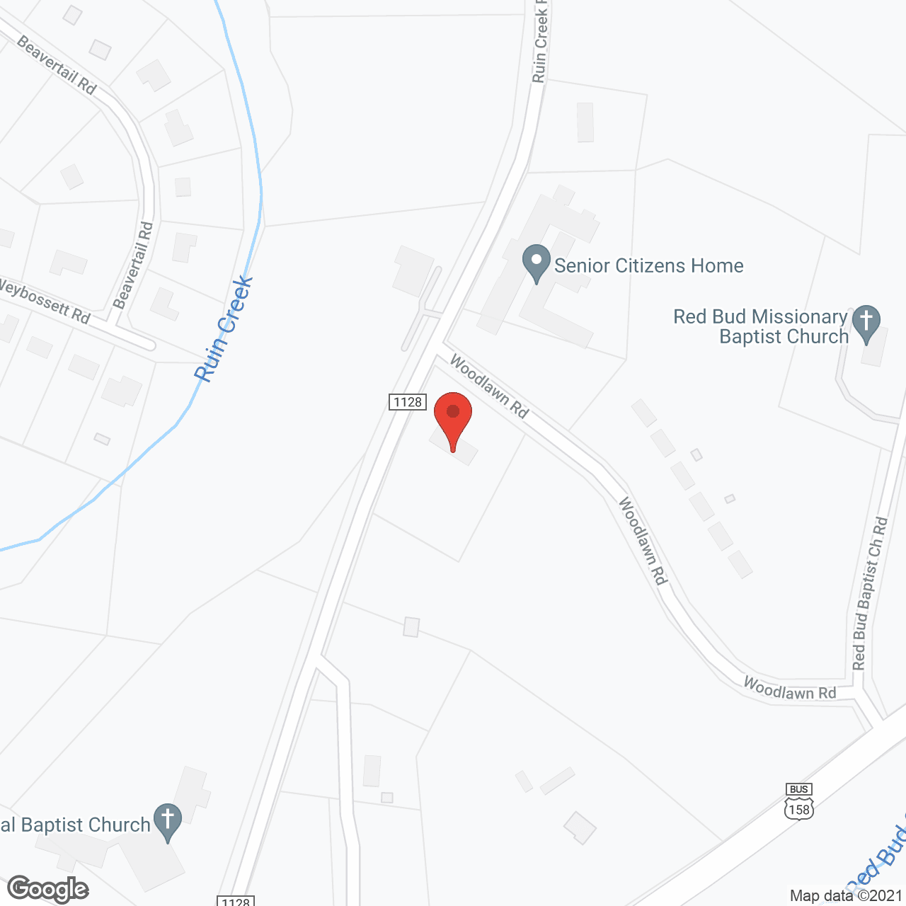 Map of the neighborhood around Woodlawn Retirement Home