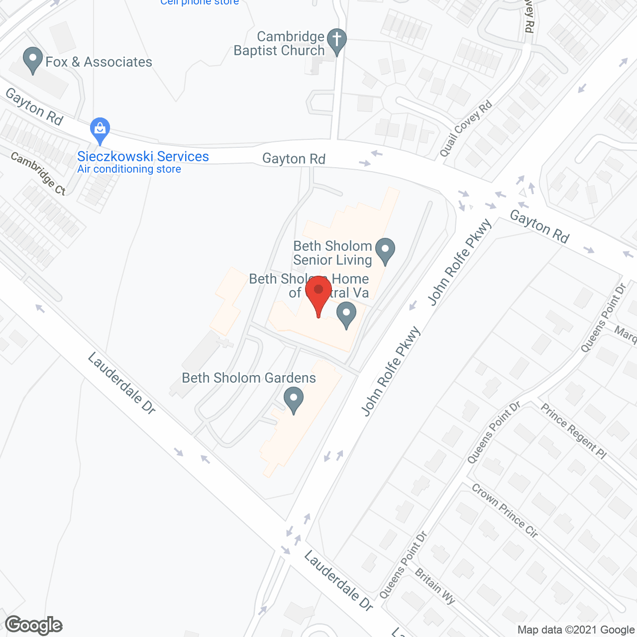 Map of the neighborhood around Shalom Parkside Senior Living