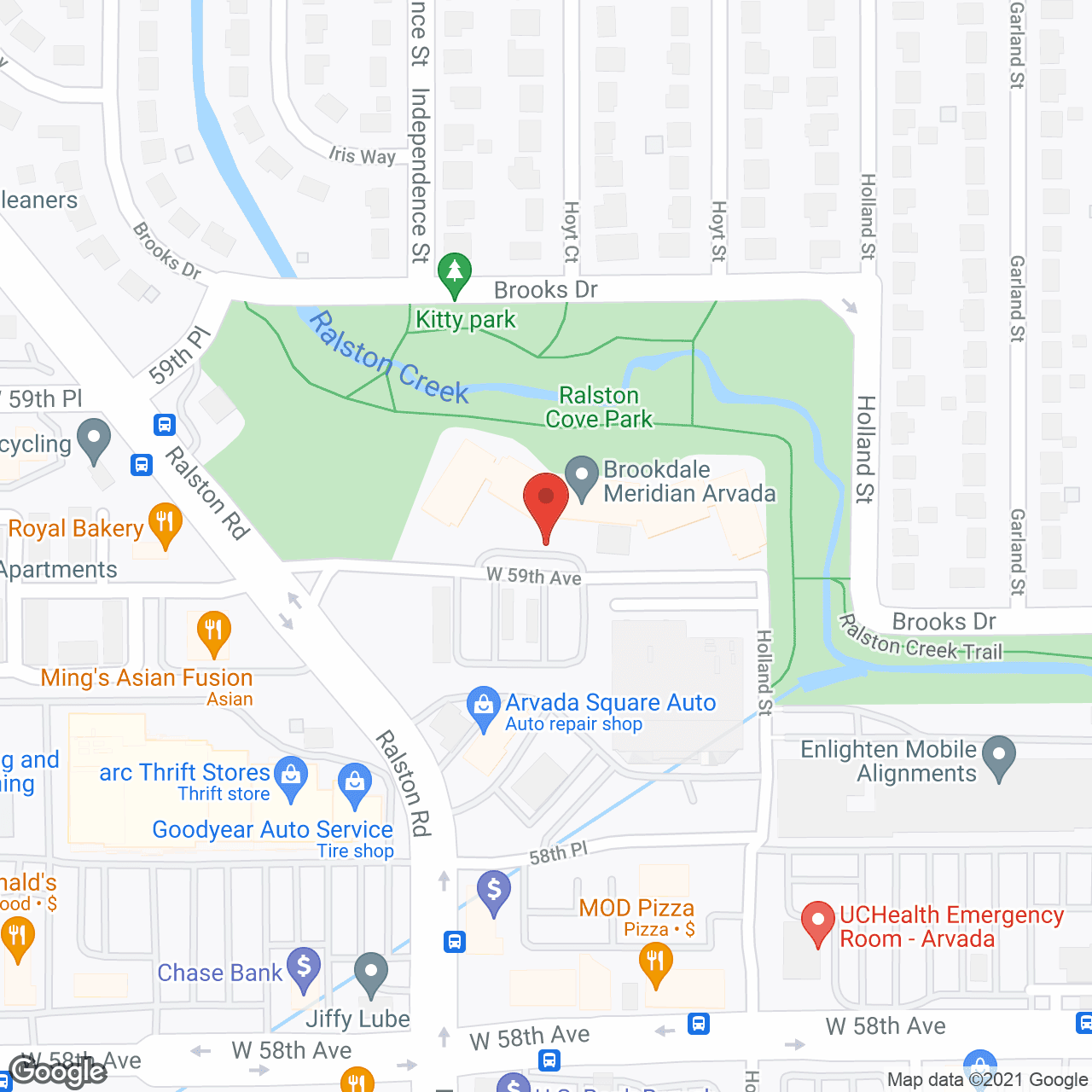 Brookdale Meridian Arvada in google map