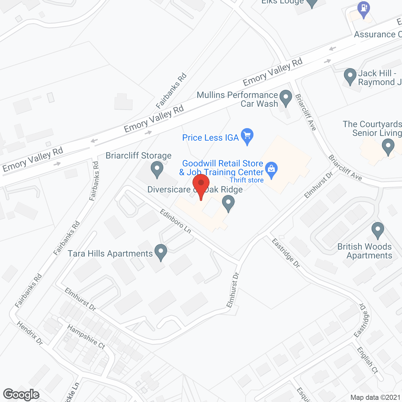 Diversicare of Oak Ridge/Briarcliff Health Care Ctr in google map