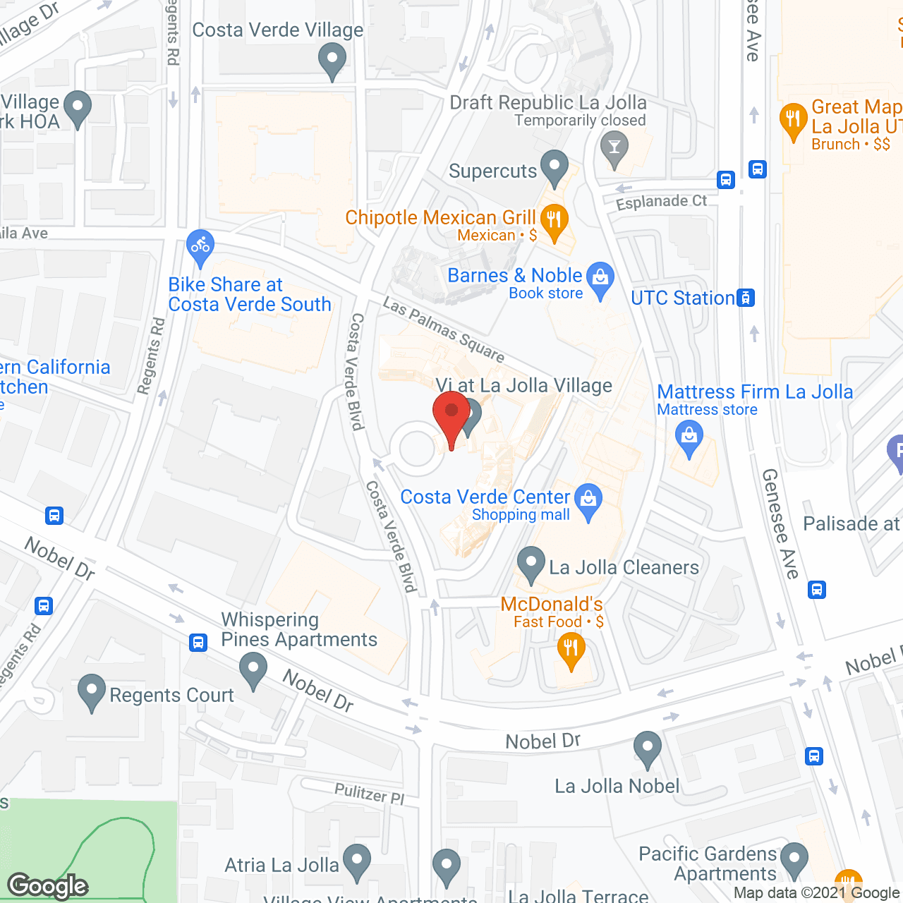 Vi at La Jolla Village, a CCRC in google map