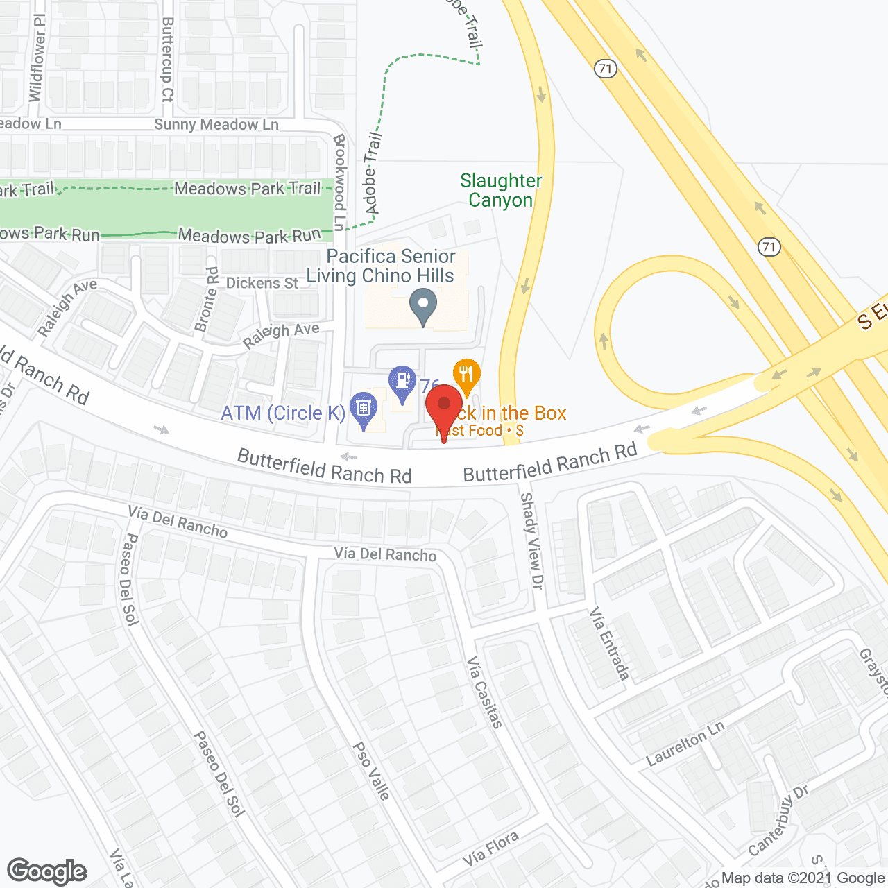 Map of the neighborhood around Pacifica Senior Living Chino Hills
