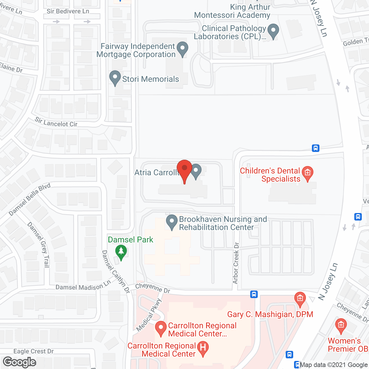 Atria Carrollton in google map