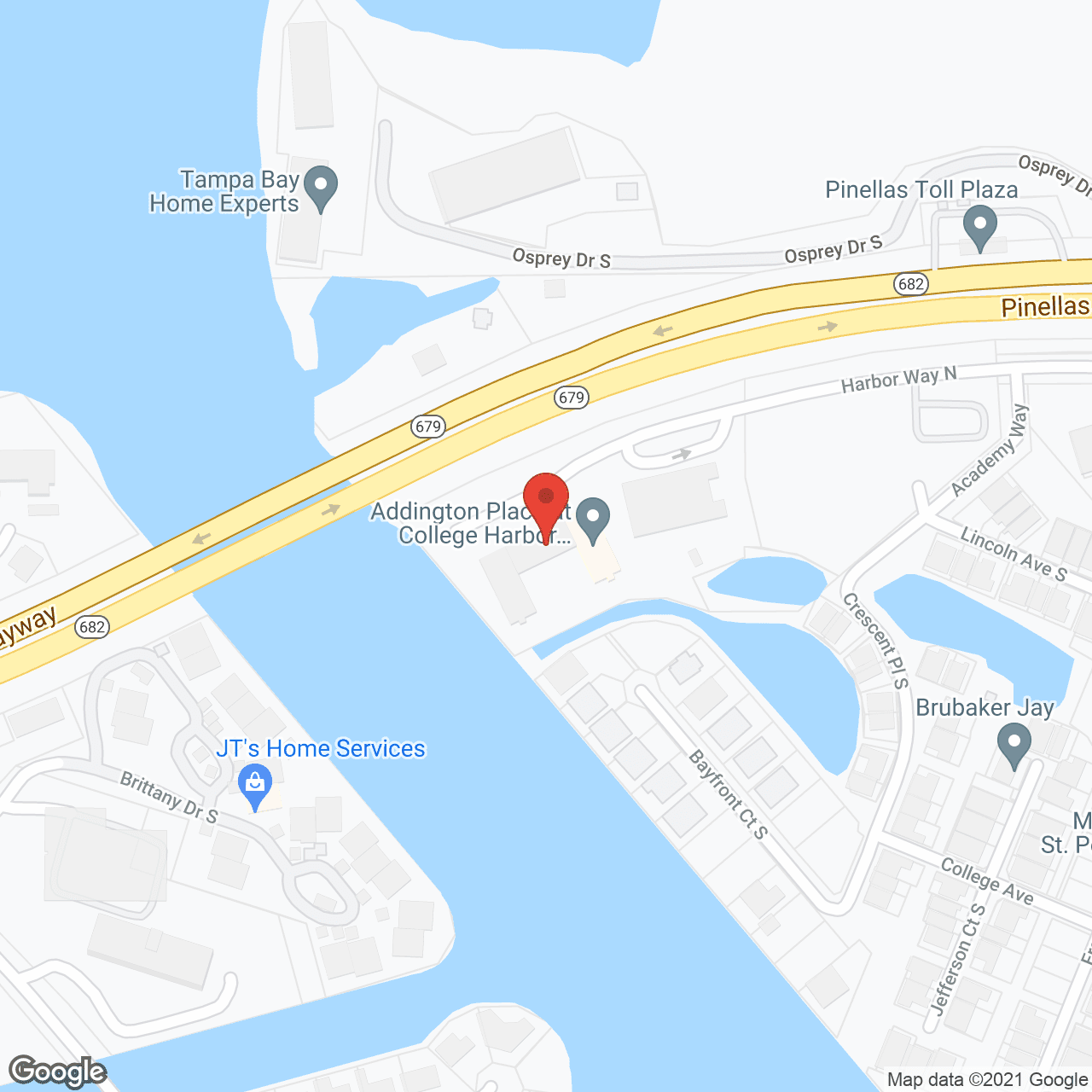 Map of the neighborhood around Addington Place at College Harbor