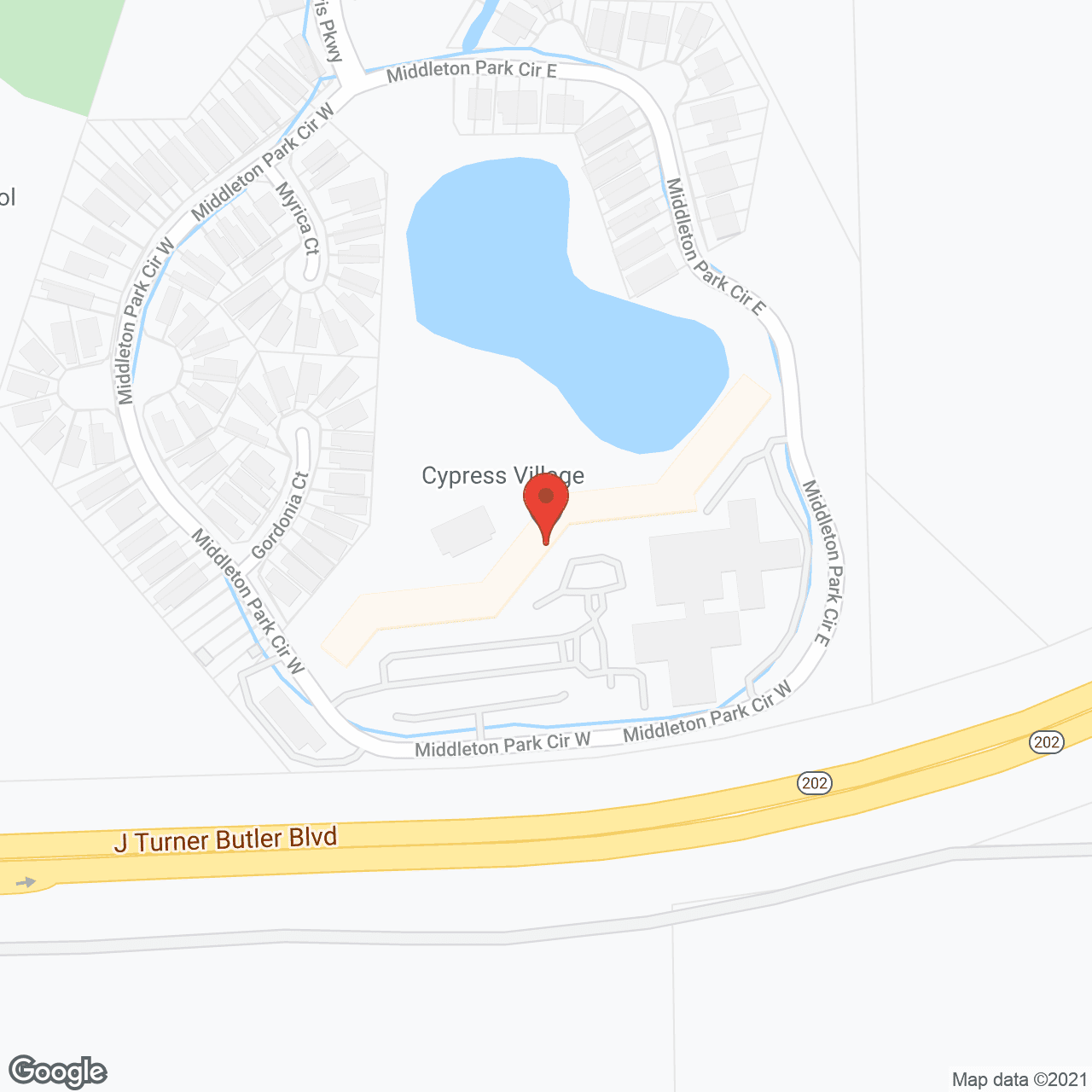 Cypress Village, a CCRC in google map